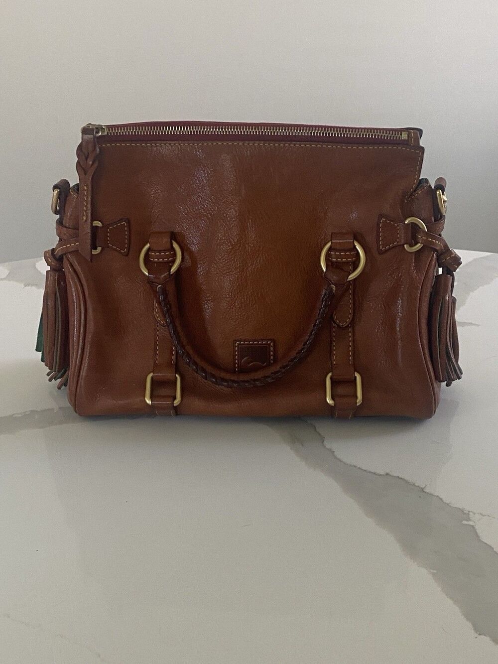 Dooney & Bourke Florentine Leather Small Satchel In Natural